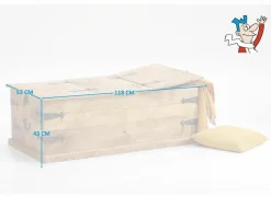 Salontafel Cyclops 118x53cm - hout massief - naturel- Opbergkoffers|Opbergkoffers