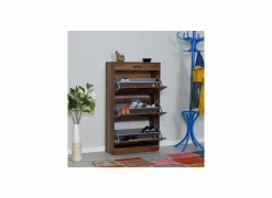 Schoenenkasten|Schoenenkast Bagan 75x29x128cm - melamine - walnoot bruin