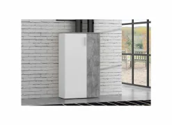 Schoenenkasten|Schoenenkast Boots 69x34x120cm - decor - wit & beton