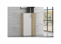 Schoenenkasten|Schoenenkast Boots 69x34x120cm - decor - eik & wit