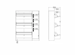 Schoenenkasten|Schoenenkast Bright 102x24x125cm - decor - eik & wit hoogglans