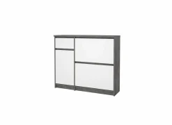 Schoenenkast Naia 109x32x93cm - decor - beton & wit hoogglans- Schoenenkasten