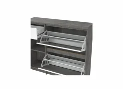 Schoenenkast Naia 109x32x93cm - decor - beton & wit hoogglans- Schoenenkasten