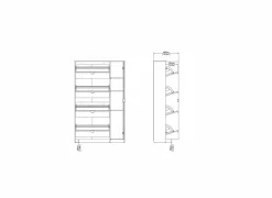 Schoenenkast Shoes 99x24x162cm - decor - eik & wit hoogglans- Schoenenkasten