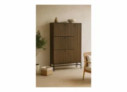 Schoenenkasten|Schoenenkast Stripes 98,7x35x140,4cm - decor - smoked eik