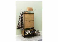 Schoenenkast 56x30x129cm - eik fineer - naturel- Schoenenkasten