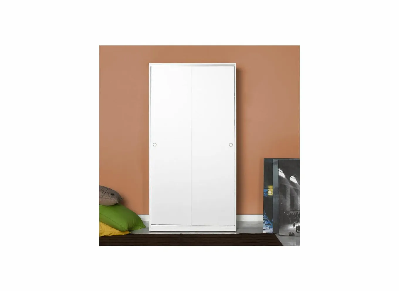 Schuifdeurkast|Schuifdeurkast|Schuifdeurkast Auckland 94cm - melamine - wit