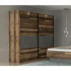 Schuifdeurkast|Schuifdeurkast|Schuifdeurkast Clif 220cm - decor - old wood & beton