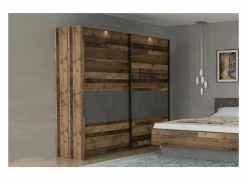 Schuifdeurkast|Schuifdeurkast|Schuifdeurkast Clif 220cm - decor - old wood & beton