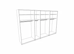 Schuifdeurkast|Schuifdeurkast|Schuifdeurkast 315cm - decor - metallic grijs & chroom