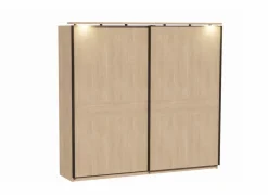 Schuifdeurkast 242cm - melamine - brushed sand oak nature- Schuifdeurkast|Schuifdeurkast