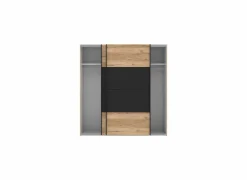 Schuifdeurkast|Schuifdeurkast|Schuifdeurkast Dalate 200cm - decor - kastanje eik & mat zwart