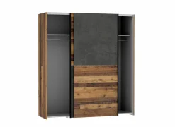 Schuifdeurkast Dederik 170cm - decor - oldwood vintage & donkergrijs- Schuifdeurkast|Schuifdeurkast