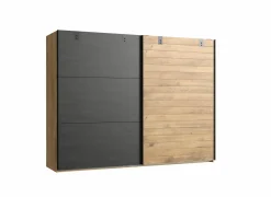 Schuifdeurkast|Schuifdeurkast|Schuifdeurkast Detroit 300cm - decor - bruin & zwart