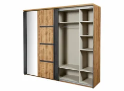 Schuifdeurkast Pauline 217cm - decor - donkerbruin- Schuifdeurkast|Schuifdeurkast