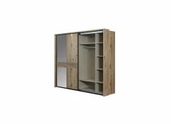 Schuifdeurkast Tanya 251cm - decor - canyon oak & zwart- Schuifdeurkast|Schuifdeurkast