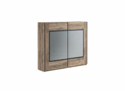 Schuifdeurkast|Schuifdeurkast|Schuifdeurkast Veronique 244cm - decor & glas - zwart