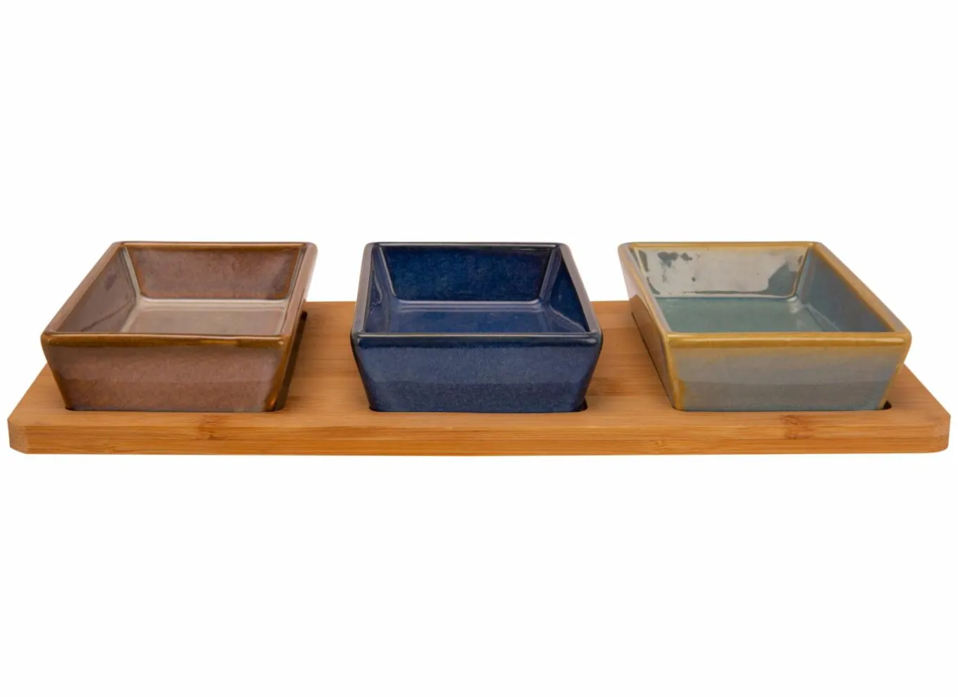 Cosy & Trendy Serveerschalen|Serveerplank met 3 cups 31x14,5cm - keramiek - multicolor