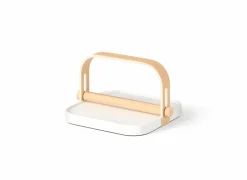 Umbra Servettenhouder Bellewood 23x20cm - kunststof & hout massief - wit & naturel- Servettenhouders