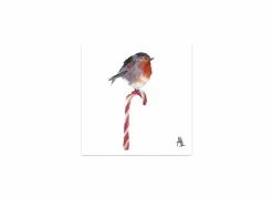 Servetten|Servetten|Serviette Candy Cane Robin 25x25cm - papier - multicolor 20 stuks