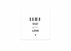 Serviette Drink what you love 25x25cm - papier - wit 20 stuks- Servetten|Servetten