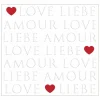 Serviette Love Letters 33x33cm - papier - wit/rood 20 stuks- Servetten|Servetten