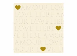 Serviette Love Letters 33x33cm - papier - geel 20 stuks- Servetten|Servetten