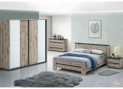 Complete Slaapkamers|Slaapkamer Elvira met bed 140x200cm - kleerkast 240cm - commode 110cm en 2 nachtkastjes