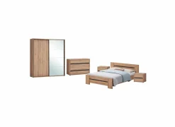 Complete Slaapkamers|Slaapkamer Erwin met bed 180x200cm - kleerkast 200cm - commode 110cm en 2 nachtkastjes