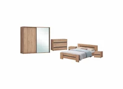 Complete Slaapkamers|Slaapkamer Erwin met bed 160x200cm - kleerkast 240cm - commode 110cm en 2 nachtkastjes