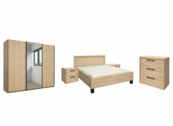 Slaapkamer Tessa met bed 140x200cm - kleerkast 250cm - commode 90cm en 2 nachtkastjes- Complete Slaapkamers