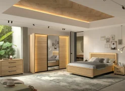 Slaapkamer Udine I met bed 160x200cm - kleerkast 253cm - commode 115cm en 2 nachtkastjes- Complete Slaapkamers