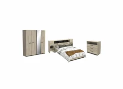 Slaapkamer Watson met bed 160x200cm - kleerkast 178cm - commode 83cm- Complete Slaapkamers