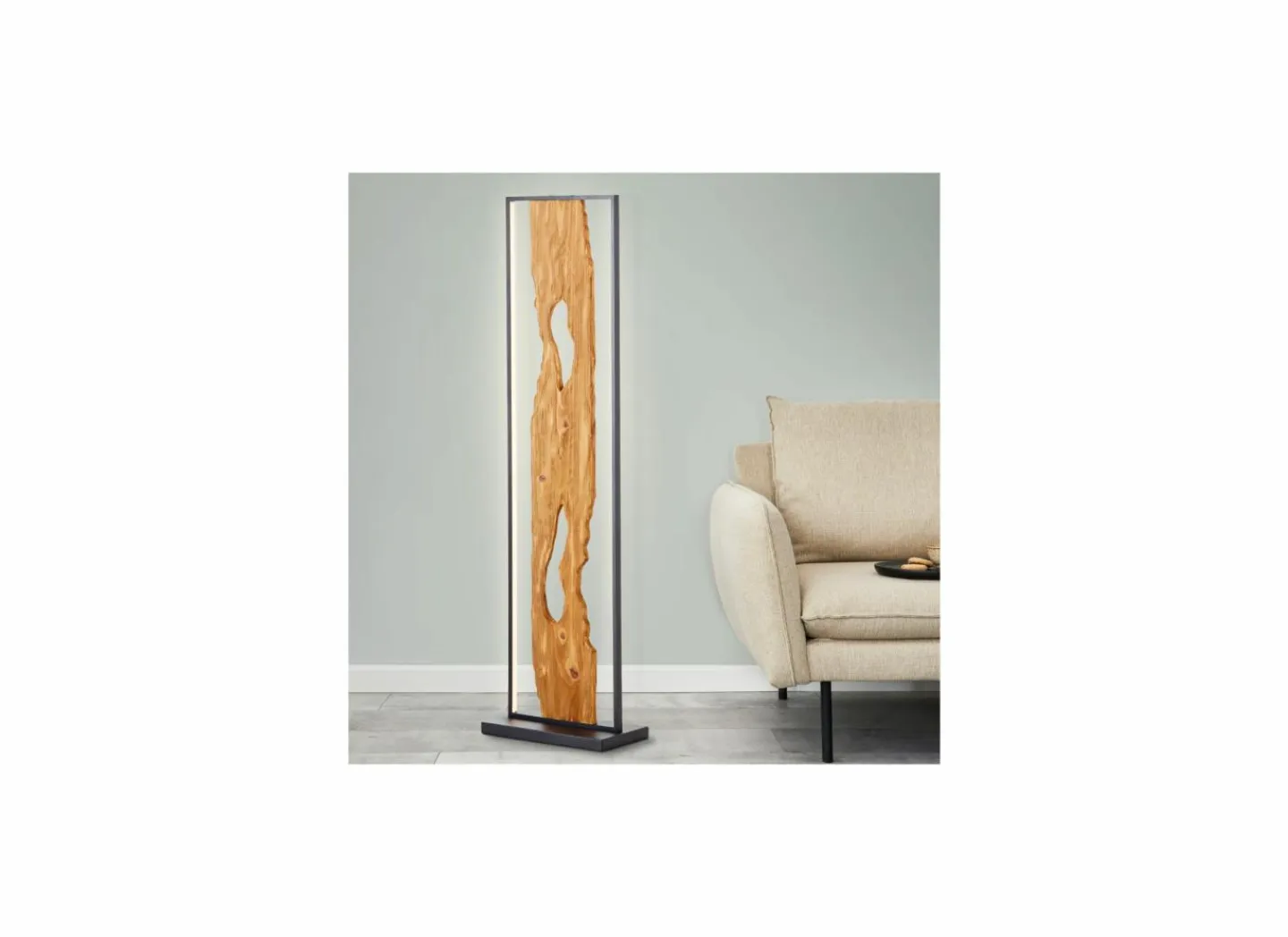 Brilliant Staande lamp Chaumont LED H120cm - hout massief - bruin- Andere Vloerlampen