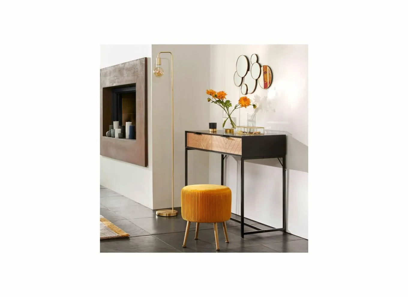 Andere Vloerlampen|Staande lamp Keli H150cm E27 - beton & ijzer - goud