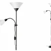 Brilliant Andere Vloerlampen|Leeslampen|Staande lamp met leeslamp Spari H180cm E27 & E14 - aluminium & kunststof - zwart & wit glas