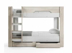 Stapelbed Evora 90x200cm - decor - ivory oak & wit met opbergruimte- Stapelbedden|Stapelbedden