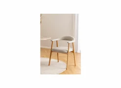 Stoel Addi 56x54x75,5cm - bouclé - beige- Eetkamerstoelen