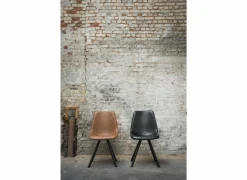 Stoel Frantz 47x57x83cm - lederlook - zwart- Keukenstoelen|Eetkamerstoelen