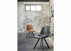 Stoel Frantz 47x57x83cm - lederlook - zwart- Keukenstoelen|Eetkamerstoelen