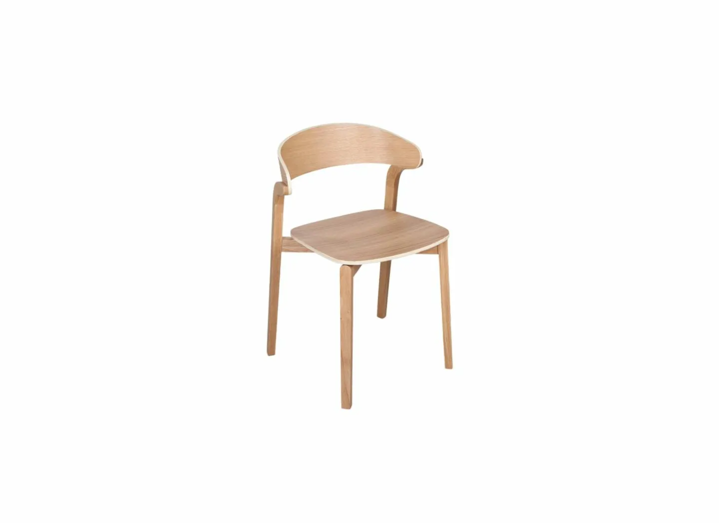 Stoel Ono 53,5x49,2x77cm - eik massief & fineer - witte eik- Eetkamerstoelen