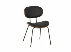 Stoel Ruby 51x57x79cm - lederlook - zwart/bruin- Eetkamerstoelen