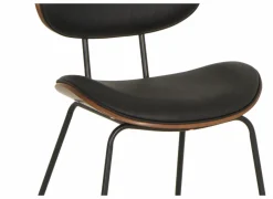 Stoel Ruby 51x57x79cm - lederlook - zwart/bruin- Eetkamerstoelen
