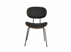 Stoel Ruby 51x57x79cm - lederlook - zwart/bruin- Eetkamerstoelen