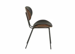 Stoel Ruby 51x57x79cm - lederlook - zwart/bruin- Eetkamerstoelen