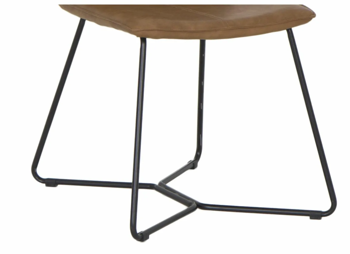 Stoel Zigzag 46x60x90cm - lederlook - cognac- Eetkamerstoelen