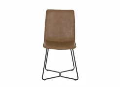 Stoel Zigzag 46x60x90cm - lederlook - cognac- Eetkamerstoelen