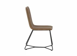 Stoel Zigzag 46x60x90cm - lederlook - cognac- Eetkamerstoelen