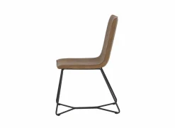 Stoel Zigzag 46x60x90cm - lederlook - cognac- Eetkamerstoelen