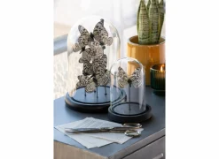 Stolp Vlinder H26cm - glas - zwart & transparant- Decoratieve Accessoires